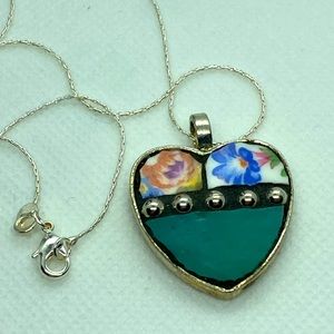 Beautiful Pieced Floral Heart Necklace